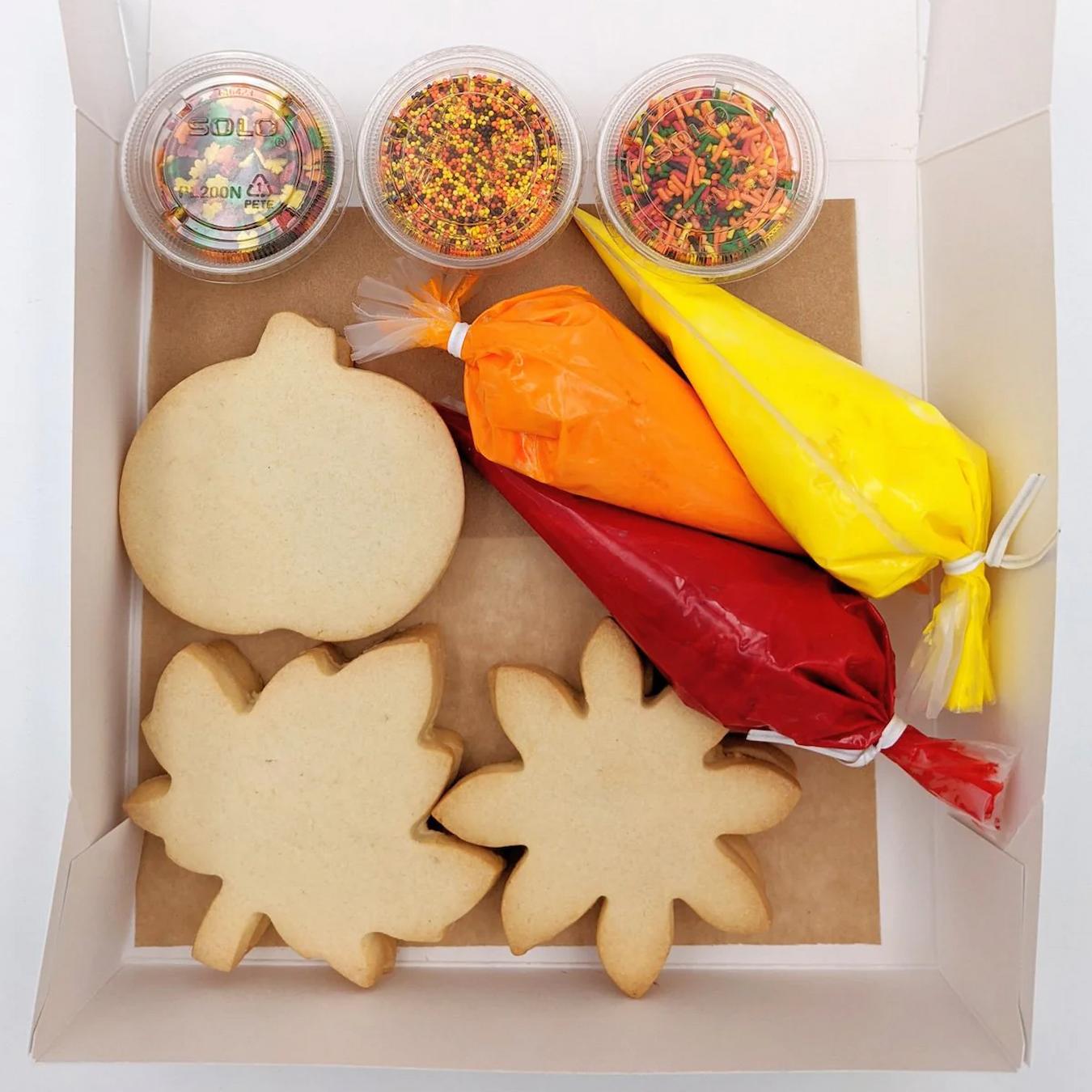 a box of autumn leaf cookies with decor supplies fall team building ideas scavenger hunt remote team member strategic thinking absolutely nothing small groups halloween party problem solving distributed teams fall team