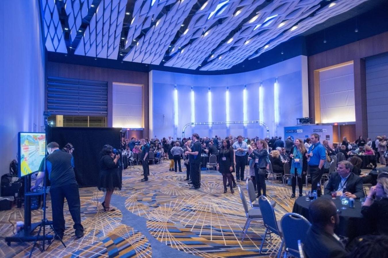 an event venue with blue lights and people changing venues more attendees start early save time last minute cost amenities