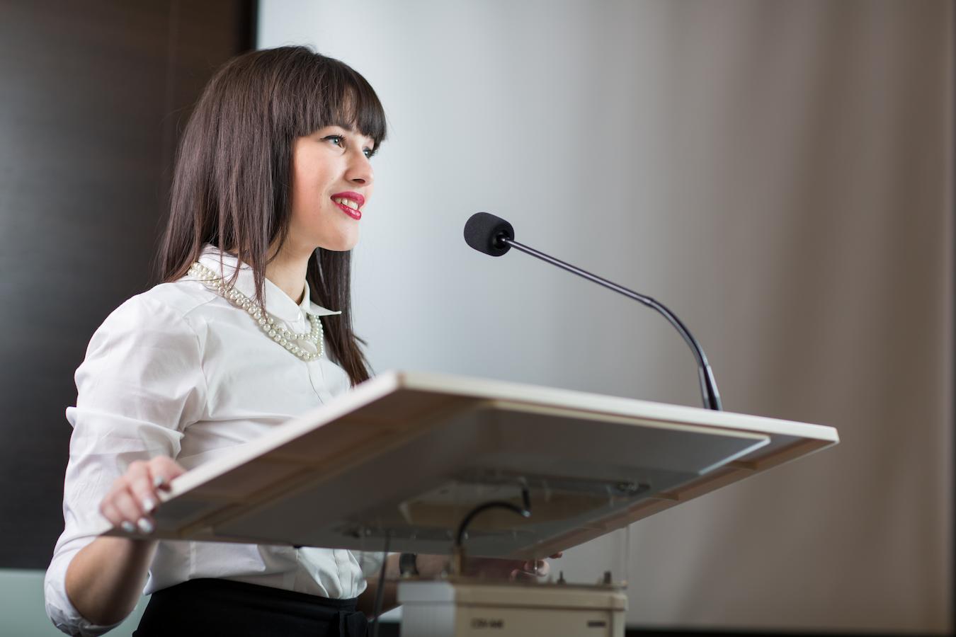 Keynote speaker shares new ideas at company event to create jobs